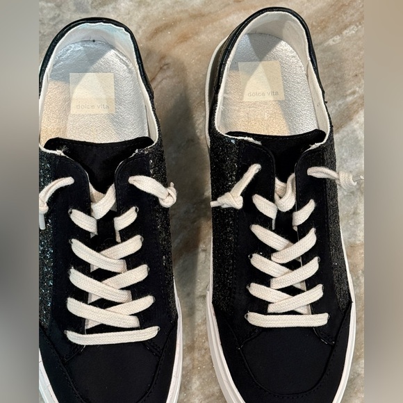 Women’s DOLCE VITA Zole black glitter sneakers- Size 7.5 - Picture 5 of 11